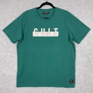 Cult of Individuality Shirt Size L Teal Crewneck Short Sleeve Spell Out